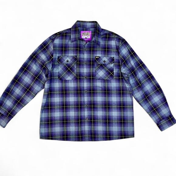 Flannel Bunker Hustle & Flo Purple & Black Men’s Plaid Flannel Shirt Size XL - Picture 1 of 8